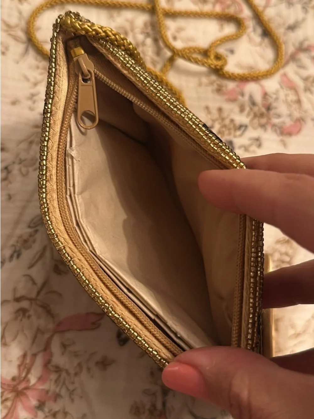 Vintage Gold Beaded Leopard Print Crossbody Bag with Mirror